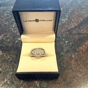 Littman Jewelers 14k white gold engagement ring set diamond weight 1 1/3 cts